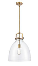 Innovations Lighting 412-1S-BB-14CL-LED - Newton Bell - 1 Light - 14 inch - Brushed Brass - Stem hung - Pendant